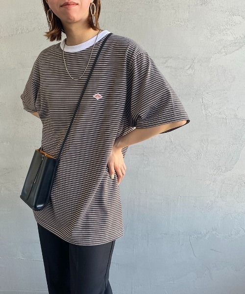 DANTON（ダントン）の「[DANTON/ダントン] コットンジャージー ワンポイントロゴクルーネックTシャツ（Tシャツ/カットソー・レディース・ホワイト/ブラック/ネイビー/ホワイト×グリーン/ホワイト×ブルー/ホワイト×ネイビー/ネイビー×ホワイト/ホワイト×ブラウン・44/40/38/42/36/34）」の12枚目の写真