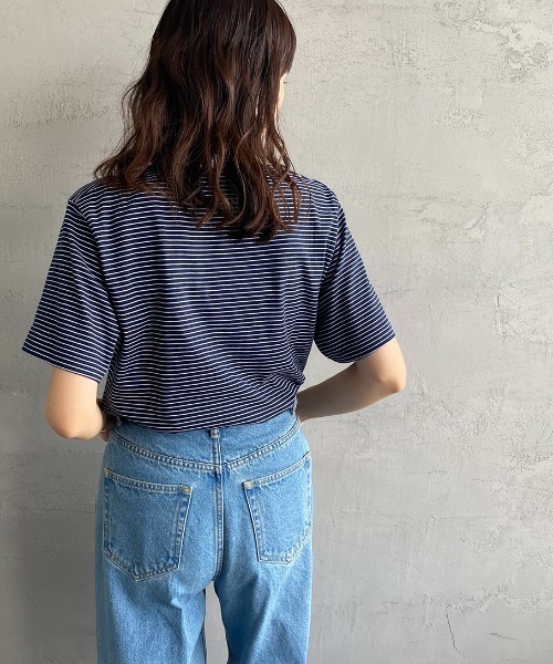 DANTON（ダントン）の「[DANTON/ダントン] コットンジャージー ワンポイントロゴクルーネックTシャツ（Tシャツ/カットソー・レディース・ホワイト/ブラック/ネイビー/ホワイト×グリーン/ホワイト×ブルー/ホワイト×ネイビー/ネイビー×ホワイト/ホワイト×ブラウン・44/40/38/42/36/34）」の16枚目の写真