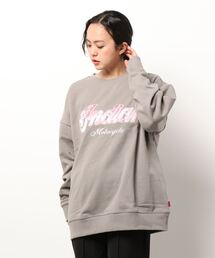 INDIAN（インディアン）の「【Bl】【INDIAN】サテン刺繍オーバーサイズトレーナー（スウェット）」