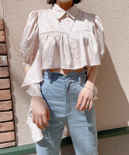 lilLilly(リルリリー)の「レオパードフリルブラウス【セットアップ対応】(シャツ/ブラウス・レディース・ブラック/ベージュ/ピンク・FREE)」の7枚目の写真