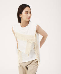 【MARGAUX】ノースリーブフリンジカットソー