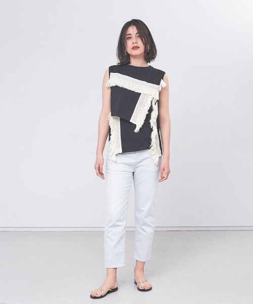 margaux（マルゴー）の「【MARGAUX】ノースリーブフリンジカットソー（Tシャツ/カットソー・レディース・ブラック/ホワイト・フリー）」の15枚目の写真