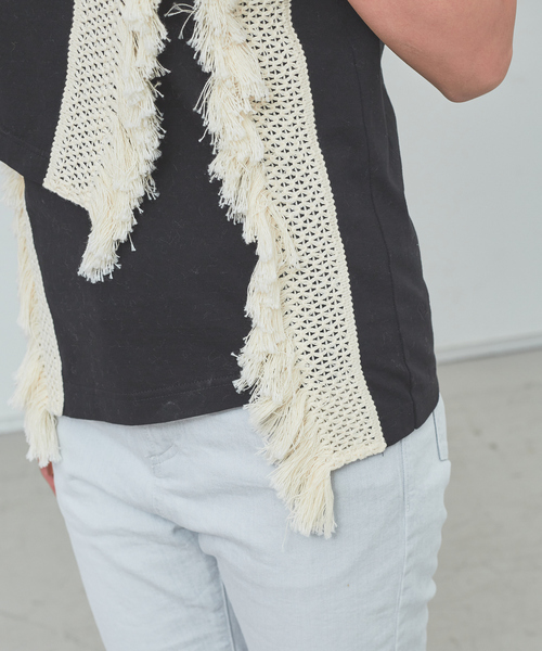 margaux（マルゴー）の「【MARGAUX】ノースリーブフリンジカットソー（Tシャツ/カットソー・レディース・ブラック/ホワイト・フリー）」の6枚目の写真