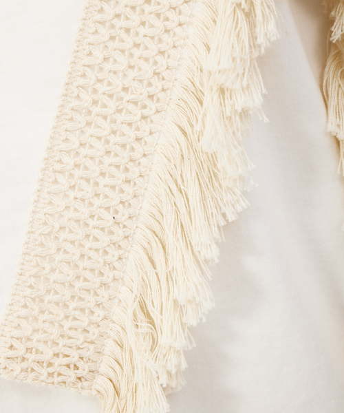 margaux（マルゴー）の「【MARGAUX】ノースリーブフリンジカットソー（Tシャツ/カットソー・レディース・ブラック/ホワイト・フリー）」の3枚目の写真