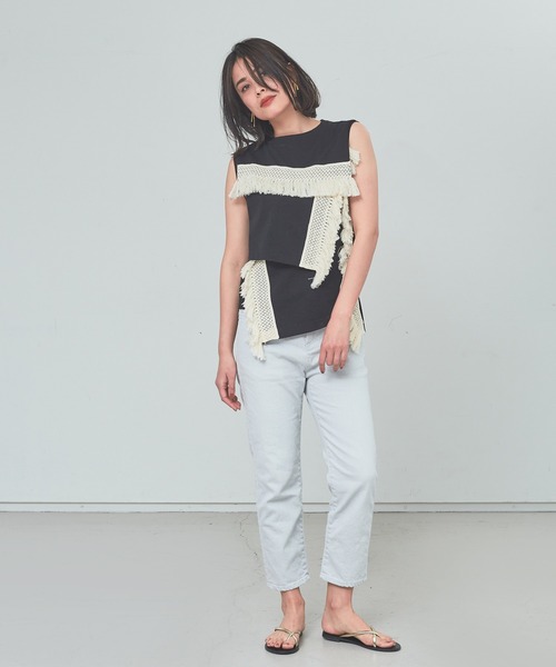 margaux（マルゴー）の「【MARGAUX】ノースリーブフリンジカットソー（Tシャツ/カットソー・レディース・ブラック/ホワイト・フリー）」の18枚目の写真