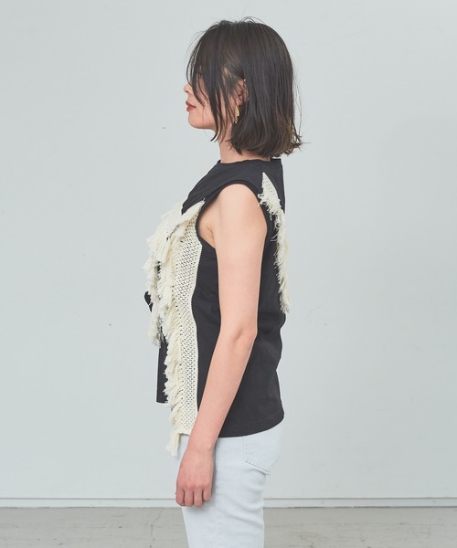 margaux（マルゴー）の「【MARGAUX】ノースリーブフリンジカットソー（Tシャツ/カットソー・レディース・ブラック/ホワイト・フリー）」の20枚目の写真