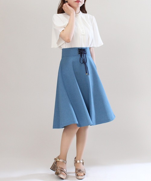 ASTORIA ODIER(アストリアオディール)の「スピンドールフレアスカート(スカート・レディース・ブルー/ネイビー/ベージュ・SMALL/X-SMALL/MEDIUM)」の13枚目の写真