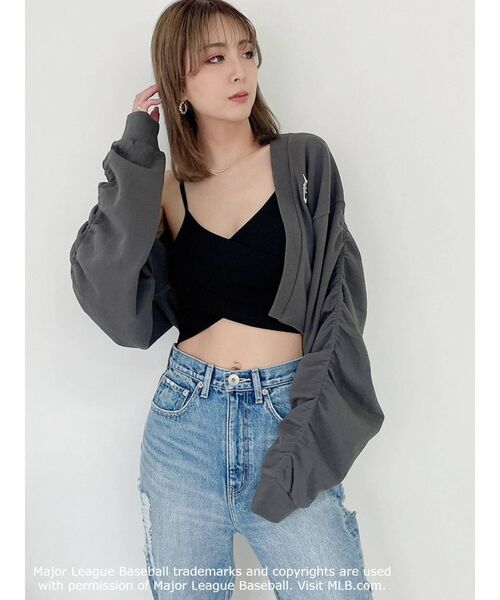 GYDA（ジェイダ）の「カシュクールデザインビスチェ（キャミソール・レディース・オフホワイト/ブラック・FREE）」の5枚目の写真