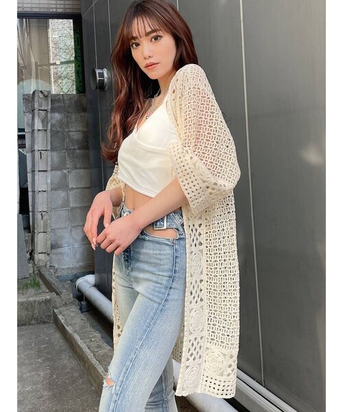 GYDA（ジェイダ）の「カシュクールデザインビスチェ（キャミソール・レディース・オフホワイト/ブラック・FREE）」の22枚目の写真