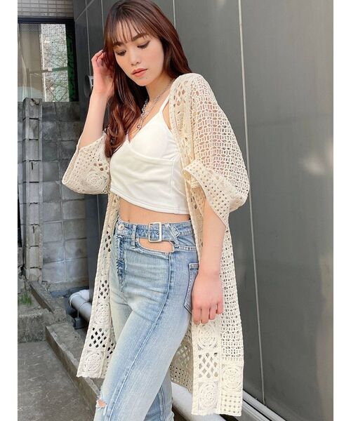 GYDA（ジェイダ）の「カシュクールデザインビスチェ（キャミソール・レディース・オフホワイト/ブラック・FREE）」の21枚目の写真