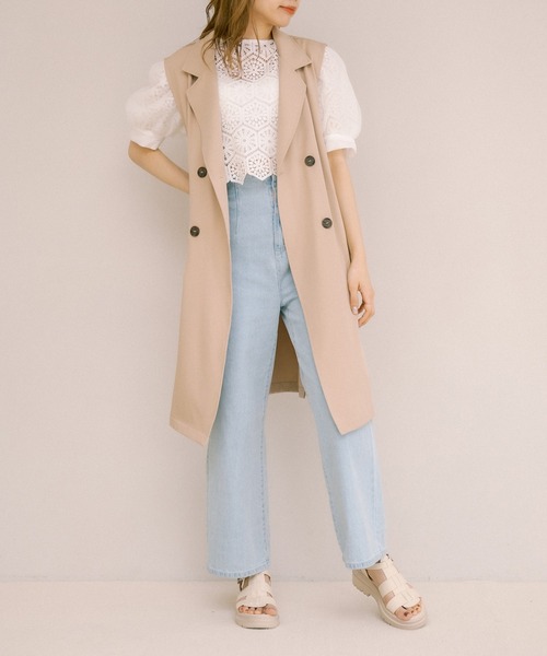 OLIVE des OLIVE（オリーブデオリーブ）の「クロシェレース袖ふわブラウス（シャツ/ブラウス・レディース・オフホワイト/ブラック/アイボリー・FREE）」の8枚目の写真