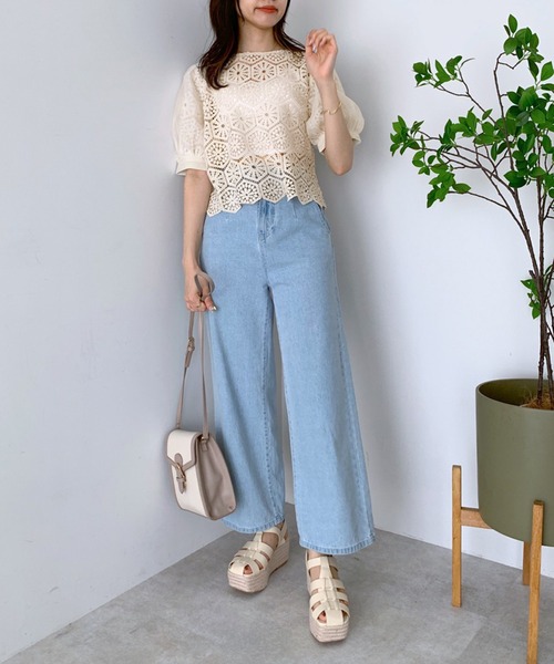 OLIVE des OLIVE（オリーブデオリーブ）の「クロシェレース袖ふわブラウス（シャツ/ブラウス・レディース・オフホワイト/ブラック/アイボリー・FREE）」の9枚目の写真