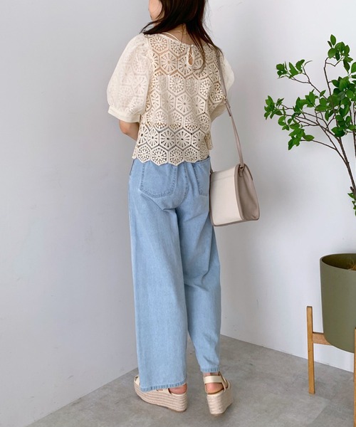 OLIVE des OLIVE（オリーブデオリーブ）の「クロシェレース袖ふわブラウス（シャツ/ブラウス・レディース・オフホワイト/ブラック/アイボリー・FREE）」の11枚目の写真