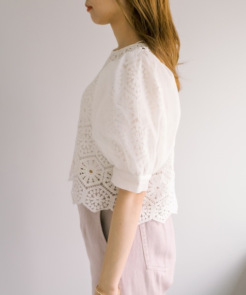 OLIVE des OLIVE（オリーブデオリーブ）の「クロシェレース袖ふわブラウス（シャツ/ブラウス・レディース・オフホワイト/ブラック/アイボリー・FREE）」の22枚目の写真