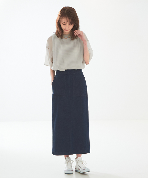 abahouse mavie(アバハウスマヴィ)の「シアーブラウス&ボーダータンクトップセット(シャツ/ブラウス・レディース・グレイッシュベージュ/ブラック/ホワイト・フリー)」の4枚目の写真