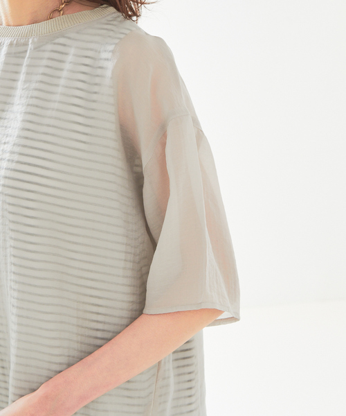 abahouse mavie(アバハウスマヴィ)の「シアーブラウス&ボーダータンクトップセット(シャツ/ブラウス・レディース・グレイッシュベージュ/ブラック/ホワイト・フリー)」の11枚目の写真