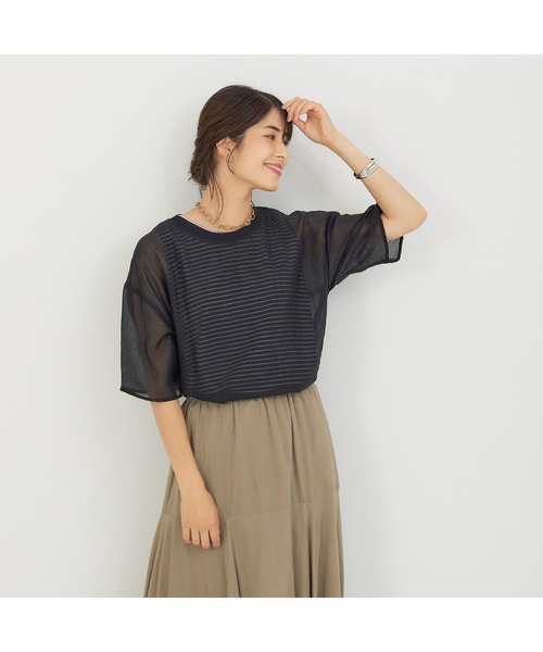 abahouse mavie(アバハウスマヴィ)の「シアーブラウス&ボーダータンクトップセット(シャツ/ブラウス・レディース・グレイッシュベージュ/ブラック/ホワイト・フリー)」の19枚目の写真