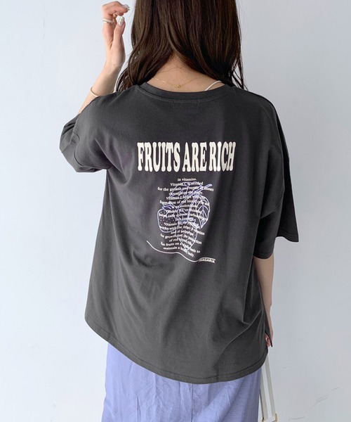 OLIVE des OLIVE(オリーブデオリーブ)の「フルーツビッグTシャツ(Tシャツ/カットソー・レディース・ホワイト/サックスブルー/ピンク/スミクロ・FREE)」の3枚目の写真