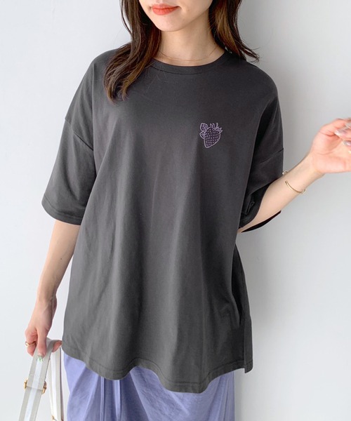 OLIVE des OLIVE(オリーブデオリーブ)の「フルーツビッグTシャツ(Tシャツ/カットソー・レディース・ホワイト/サックスブルー/ピンク/スミクロ・FREE)」の10枚目の写真
