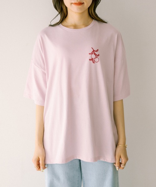 OLIVE des OLIVE(オリーブデオリーブ)の「フルーツビッグTシャツ(Tシャツ/カットソー・レディース・ホワイト/サックスブルー/ピンク/スミクロ・FREE)」の12枚目の写真