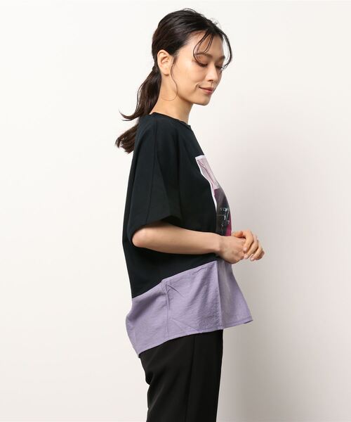 nota(ノータ)の「変形切替フォトTシャツ(Tシャツ/カットソー・レディース・ブラック/オフホワイト・FREE)」の3枚目の写真