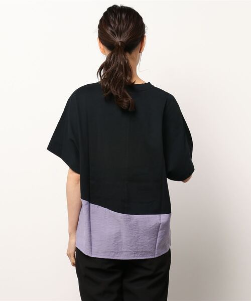 nota(ノータ)の「変形切替フォトTシャツ(Tシャツ/カットソー・レディース・ブラック/オフホワイト・FREE)」の4枚目の写真