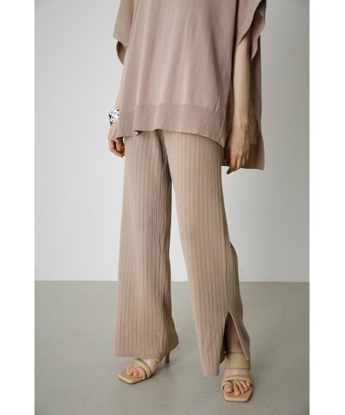 AZUL by moussy(アズールバイマウジー)の「BASIC KNIT RIB PANTS/ベーシックニットリブパンツ(その他パンツ・レディース・ベージュ/ブラック・SMALL/MEDIUM)」の1枚目の写真