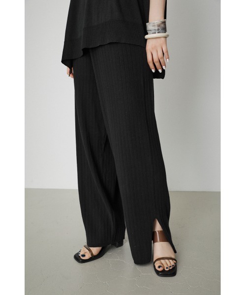 AZUL by moussy(アズールバイマウジー)の「BASIC KNIT RIB PANTS/ベーシックニットリブパンツ(その他パンツ・レディース・ベージュ/ブラック・SMALL/MEDIUM)」の2枚目の写真