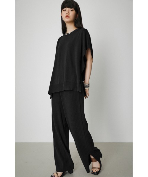 AZUL by moussy(アズールバイマウジー)の「BASIC KNIT RIB PANTS/ベーシックニットリブパンツ(その他パンツ・レディース・ベージュ/ブラック・SMALL/MEDIUM)」の18枚目の写真