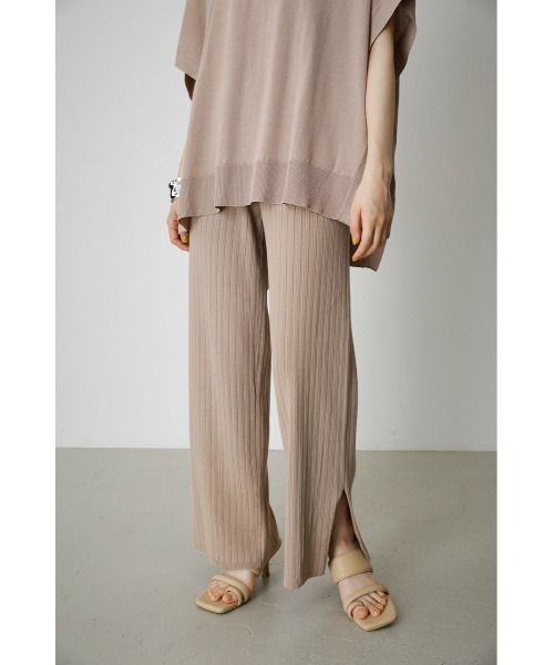 AZUL by moussy(アズールバイマウジー)の「BASIC KNIT RIB PANTS/ベーシックニットリブパンツ(その他パンツ・レディース・ベージュ/ブラック・SMALL/MEDIUM)」の11枚目の写真