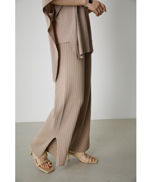 AZUL by moussy(アズールバイマウジー)の「BASIC KNIT RIB PANTS/ベーシックニットリブパンツ(その他パンツ・レディース・ベージュ/ブラック・SMALL/MEDIUM)」の10枚目の写真