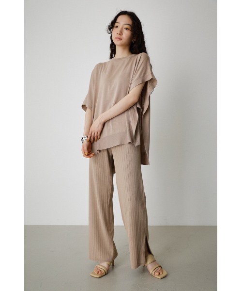 AZUL by moussy(アズールバイマウジー)の「BASIC KNIT RIB PANTS/ベーシックニットリブパンツ(その他パンツ・レディース・ベージュ/ブラック・SMALL/MEDIUM)」の9枚目の写真