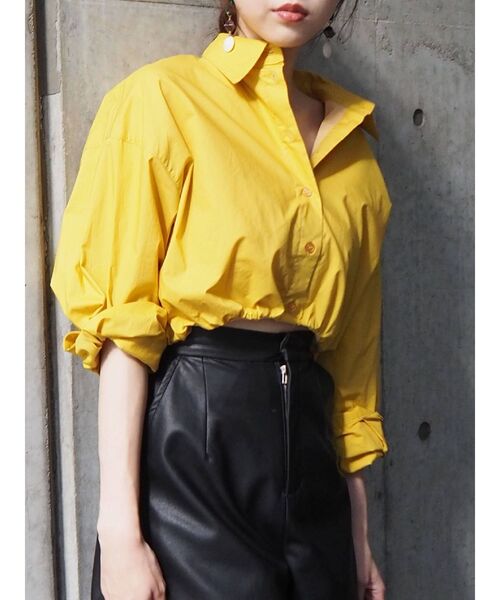 EVRIS（エヴリス）の「クロップドドロストシャツ（シャツ/ブラウス・レディース・ホワイト/ブルー/マスタード・FREE）」の11枚目の写真