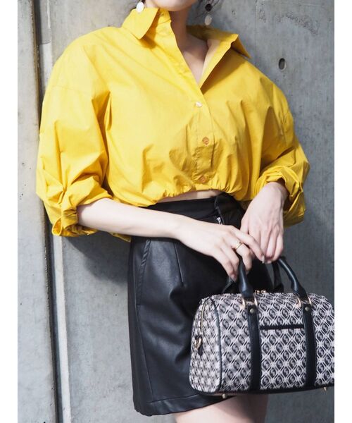 EVRIS（エヴリス）の「クロップドドロストシャツ（シャツ/ブラウス・レディース・ホワイト/ブルー/マスタード・FREE）」の12枚目の写真