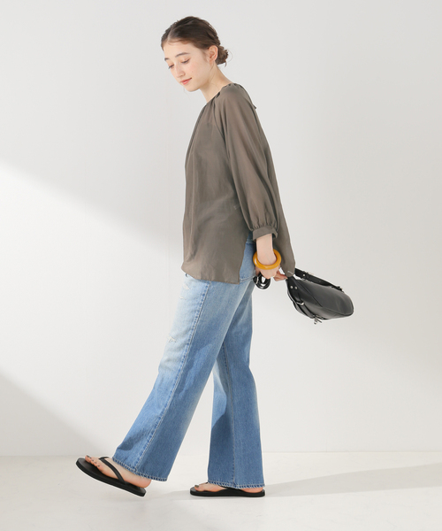 セール】コットンシルクローンギャザーブラウス（シャツ/ブラウス