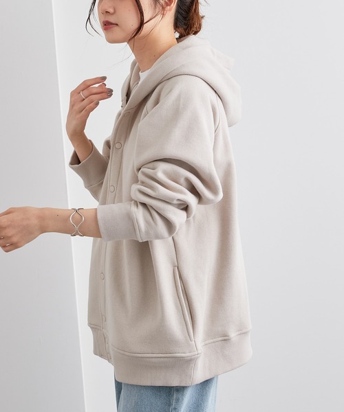 PUAL CE CIN（ピュアルセシン）の「裏起毛フードブルゾン（ブルゾン・レディース・ブルー系/イエロー/ブラック/ピンク/グレイッシュベージュ/ベージュ・FREE）」の19枚目の写真