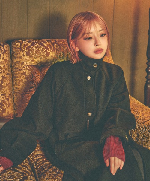 moment+(モーメントプラス)の「【累計販売枚数2万枚突破!】ニットメルトン2WAYアレンジカラーロングコート(ステンカラーコート・レディース・キャメル/ブラック/アイボリー/チャコールグレー/ブラウン系その他・M/S/L)」の10枚目の写真