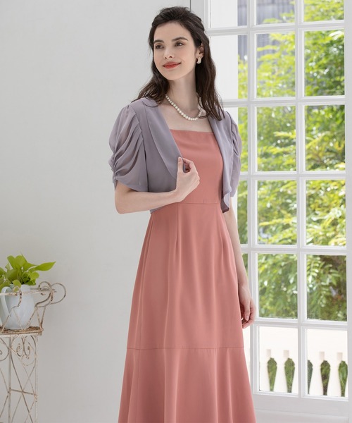 DRESS PLUS(ドレスプラス)の「ボレロ ショートジャケット パーティーボレロ ドレス シフォン(カーディガン/ボレロ・レディース・ライラック/ナチュラル/ブラック/チャコールアッシュ・M/L/XL/S)」の4枚目の写真