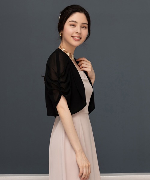 DRESS PLUS(ドレスプラス)の「ボレロ ショートジャケット パーティーボレロ ドレス シフォン(カーディガン/ボレロ・レディース・ライラック/ナチュラル/ブラック/チャコールアッシュ・M/L/XL/S)」の21枚目の写真