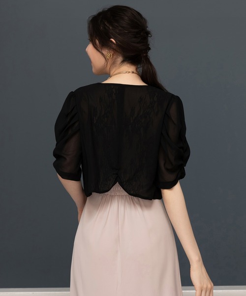 DRESS PLUS(ドレスプラス)の「ボレロ ショートジャケット パーティーボレロ ドレス シフォン(カーディガン/ボレロ・レディース・ライラック/ナチュラル/ブラック/チャコールアッシュ・M/L/XL/S)」の9枚目の写真