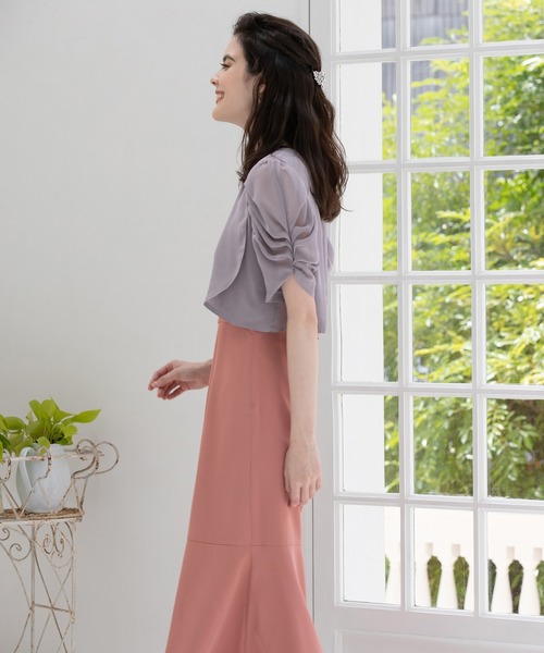 DRESS PLUS(ドレスプラス)の「ボレロ ショートジャケット パーティーボレロ ドレス シフォン(カーディガン/ボレロ・レディース・ライラック/ナチュラル/ブラック/チャコールアッシュ・M/L/XL/S)」の15枚目の写真