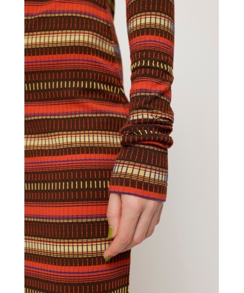 SLY（スライ）の「MULTI BORDER L/OP マルチボーダー ロングワンピース（ワンピース・レディース・ブラック/ブラウン/レッド・1/2）」の15枚目の写真