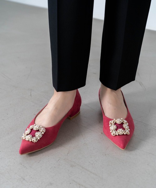 【23春夏新色】ビジューポインテッドトゥパンプス(0483)