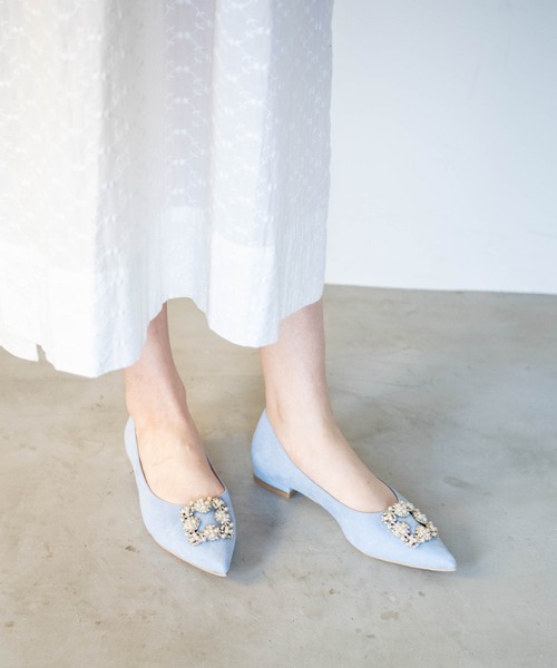【23春夏新色】ビジューポインテッドトゥパンプス(0483)