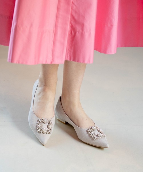 25秋冬新色登場】ビジューポインテッドトゥパンプス(0483)（パンプス