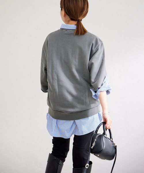 Odub（オーダブ）の「別注【Odub/オーダブ】ショートスリーブロゴスウェット（Tシャツ/カットソー・レディース・ブラック/チャコールグレー/ボルドー・FREE）」の19枚目の写真