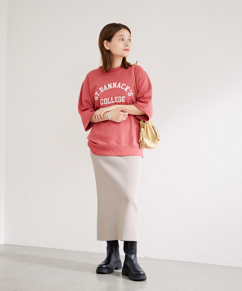 【美品】BOWTE ロゴショートスリーブスエット 別注】＜HANTEX＞スウェット ショートスリーブ プルオーバー/WHITE