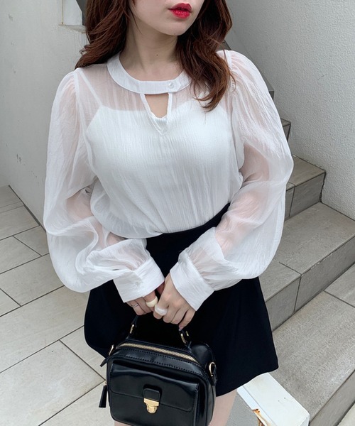 OLIVE des OLIVE（オリーブデオリーブ）の「シアブラウス（シャツ/ブラウス・レディース・ホワイト/オフホワイト/アイボリー・FREE）」の10枚目の写真