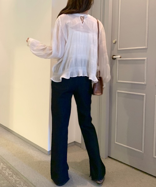 OLIVE des OLIVE（オリーブデオリーブ）の「シアブラウス（シャツ/ブラウス・レディース・ホワイト/オフホワイト/アイボリー・FREE）」の6枚目の写真