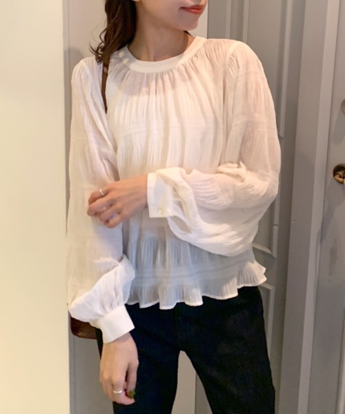 OLIVE des OLIVE（オリーブデオリーブ）の「シアブラウス（シャツ/ブラウス・レディース・ホワイト/オフホワイト/アイボリー・FREE）」の21枚目の写真